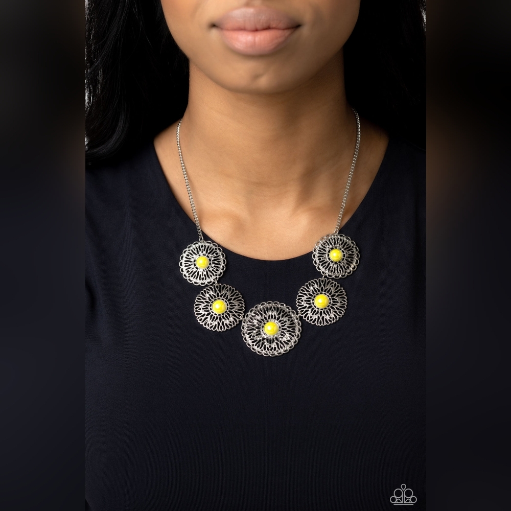 Chrysanthemum Craze Yellow Necklace